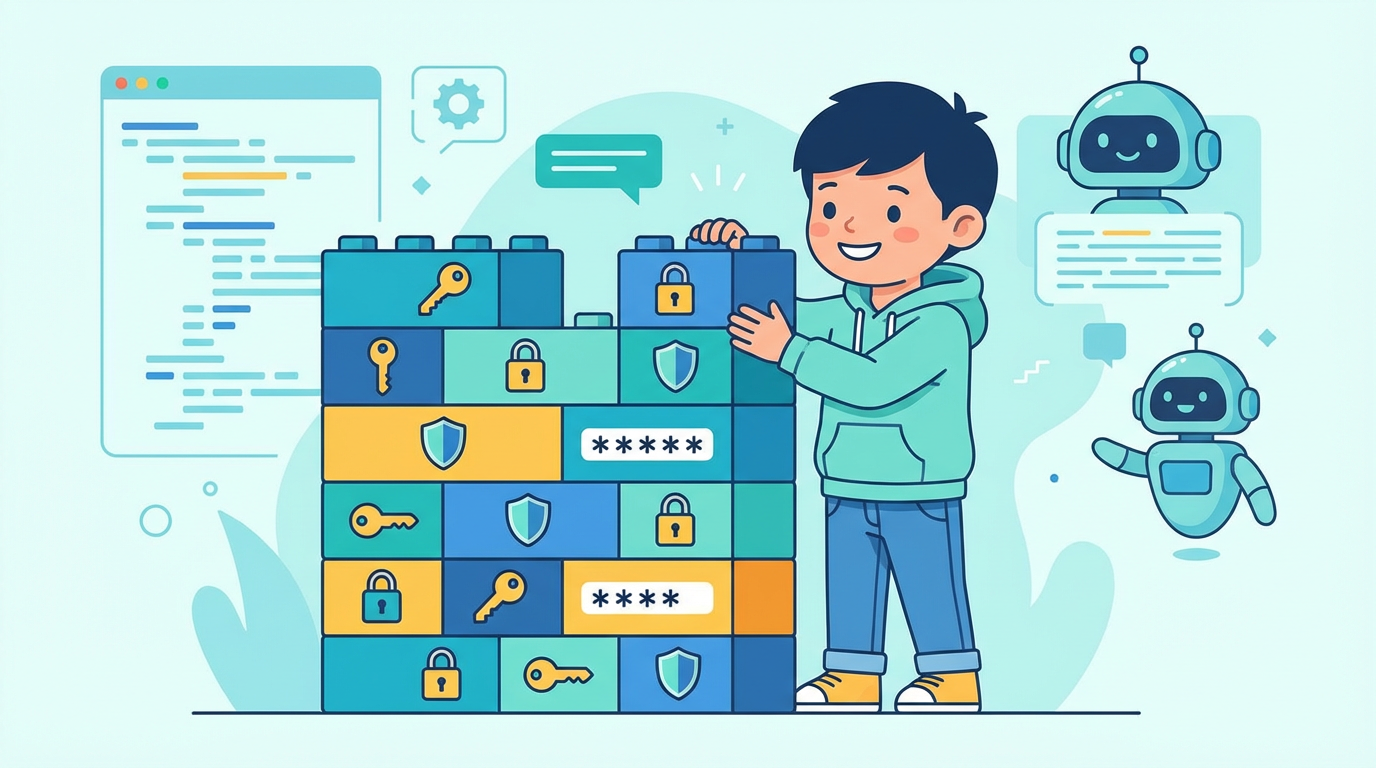 Child building a wall of security bricks
